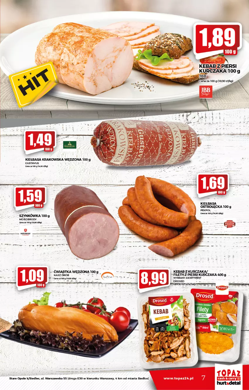 Gazetka promocyjna Topaz - Gazetka - ważna 23.09 do 29.09.2021 - strona 7 - produkty: Kebab, Kiełbasa, Kiełbasa krakowska, Kurczak, Por