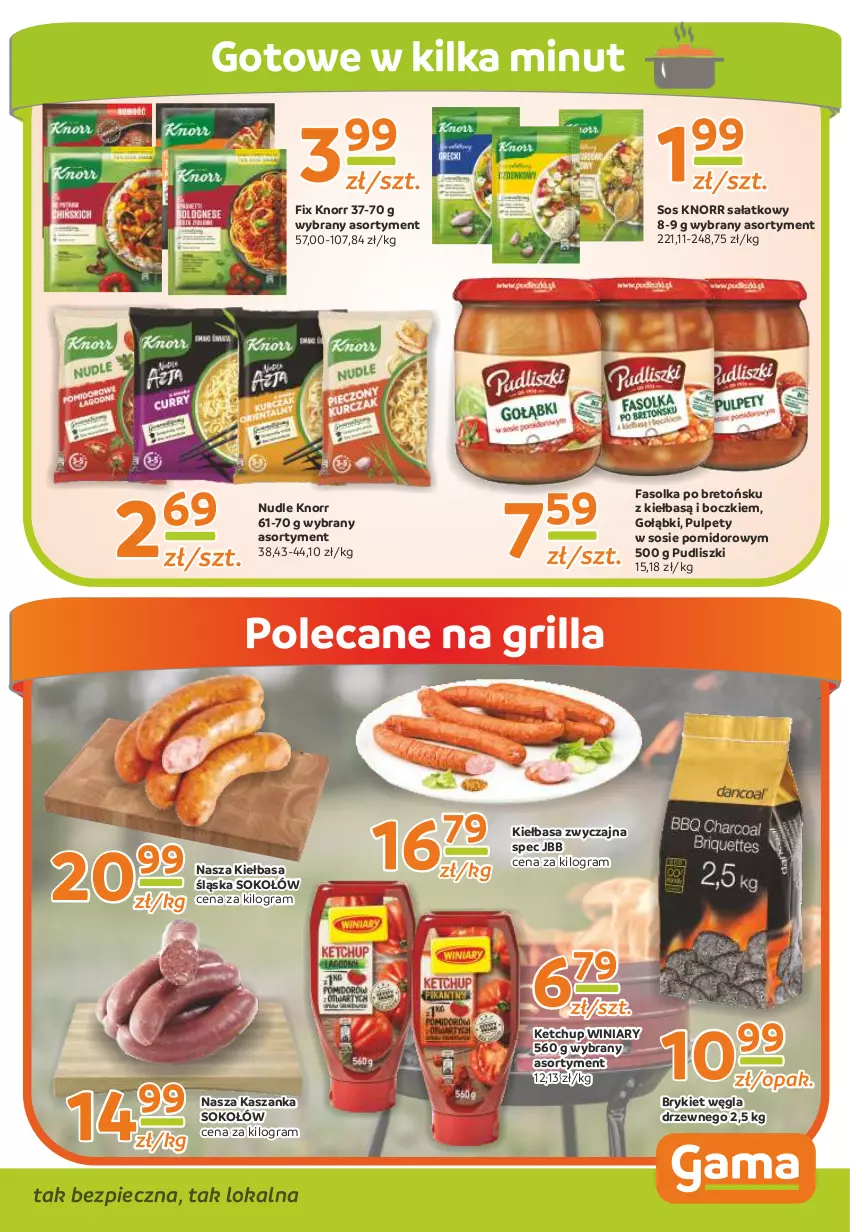 Gazetka promocyjna Gama - Gazetka Gama - ważna 29.08.2022 do 18.08.2023 - strona 7 - produkty: Fa, Gra, Grill, Kasza, Kaszanka, Ketchup, Kiełbasa, Kiełbasa śląska, Knorr, Piec, Pudliszki, Pulpety, Sałat, Sok, Sokołów, Sos, Winiary