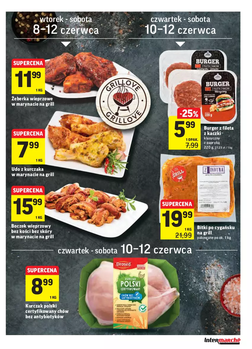 Gazetka promocyjna Intermarche - ważna 08.06 do 13.06.2021 - strona 11 - produkty: Boczek, Boczek wieprzowy, Burger, Grill, Kurczak, Udo z kurczaka