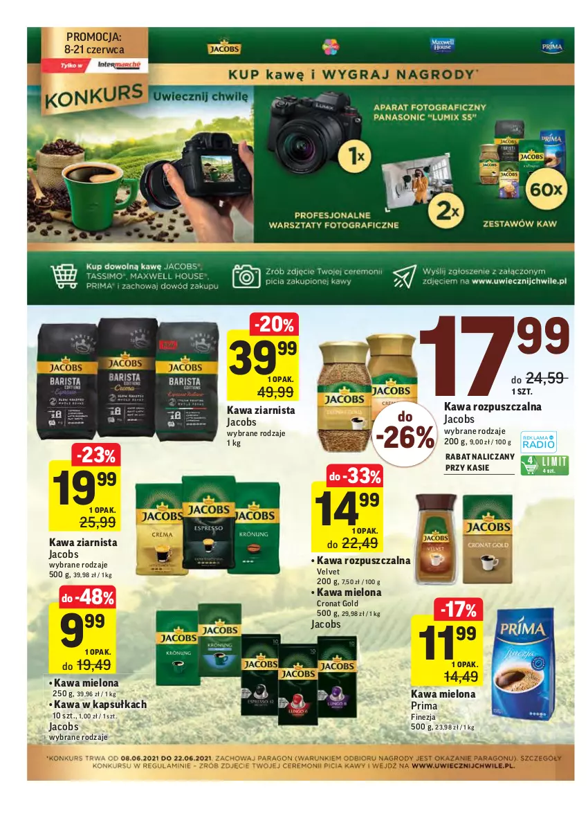 Gazetka promocyjna Intermarche - ważna 08.06 do 13.06.2021 - strona 30 - produkty: Jacobs, Kawa, Kawa mielona, Kawa rozpuszczalna, Kawa ziarnista, Prima, Velvet