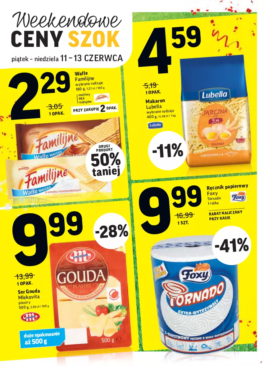 Gazetka promocyjna Intermarche - ważna 08.06 do 13.06.2021 - strona 47 - produkty: Bell, Bella, Fa, Foxy, Gouda, Lubella, Makaron, Mleko, Mlekovita, Papier, Ręcznik, Ser, Wafle