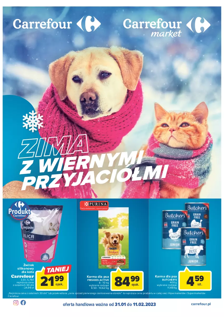 Gazetka promocyjna Carrefour - Gazetka Zima z pupilem - ważna 31.01 do 11.02.2023 - strona 1 - produkty: Friskies