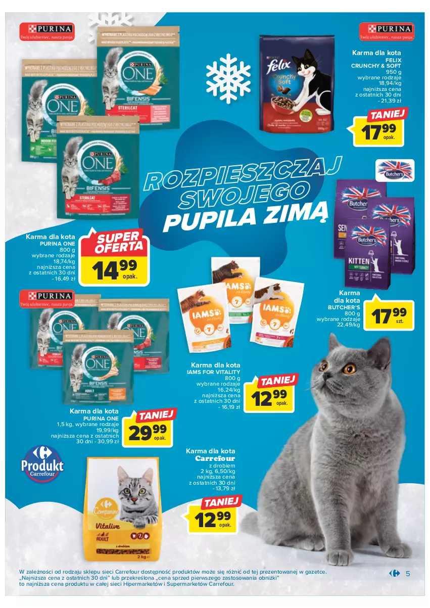 Gazetka promocyjna Carrefour - Gazetka Zima z pupilem - ważna 31.01 do 11.02.2023 - strona 5 - produkty: Felix, Iams, Pur, Purina