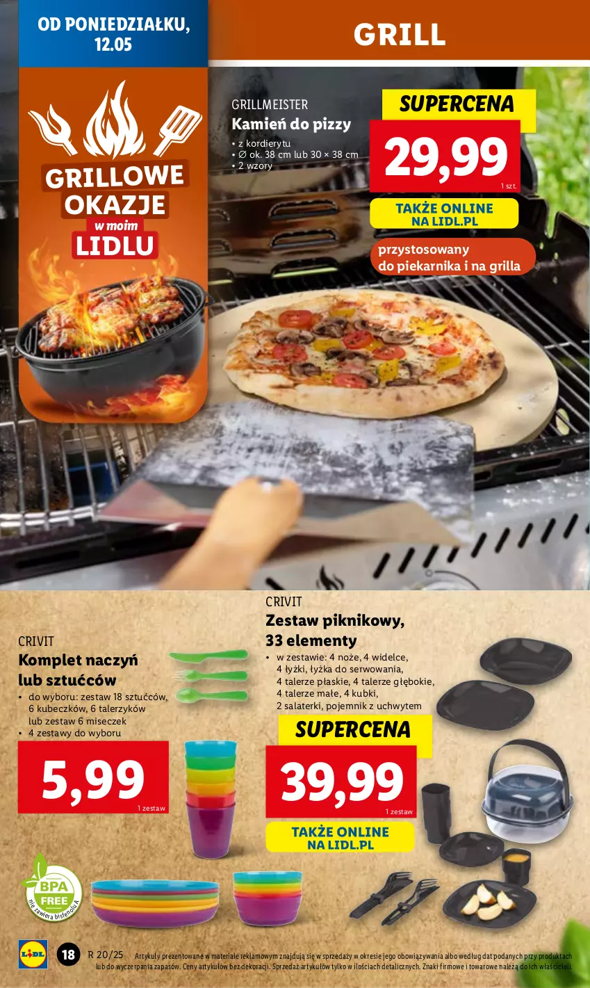 Gazetka promocyjna Lidl - GAZETKA - ważna 12.05 do 17.05.2025 - strona 20 - produkty: Grill, Komplet naczyń, Noż, Piekarnik, Pojemnik, Ser, Talerz, Talerzyk