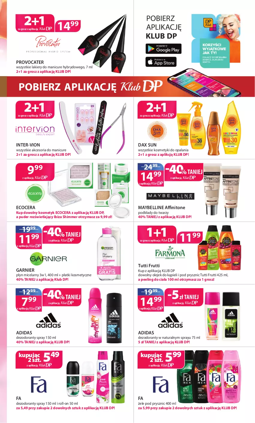 Gazetka promocyjna Drogerie Polskie - Gazetka - ważna 11.06 do 30.06.2021 - strona 3 - produkty: Adidas, Bell, DAX, Dezodorant, Fa, Garnier, Lakier, Maybelline, Olej, Peeling, Płatki kosmetyczne, Płyn micelarny, Podkład, Puder