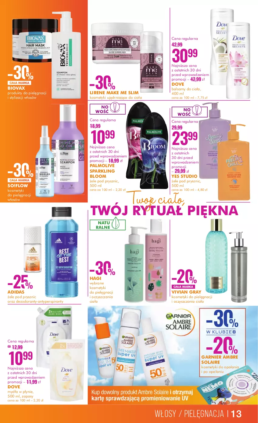 Gazetka promocyjna Super Pharm - Gazetka - ważna 13.06 do 26.06.2024 - strona 13 - produkty: Adidas, Antyperspirant, Biovax, Dezodorant, Dove, Garnier, Gra, Kosmetyki do pielęgnacji, Lirene, Palmolive