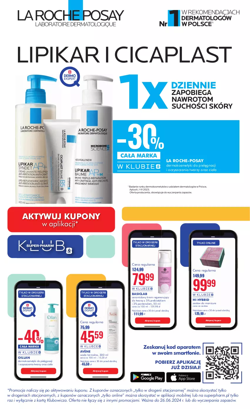 Gazetka promocyjna Super Pharm - Gazetka - ważna 13.06 do 26.06.2024 - strona 19 - produkty: Avène, Basiclab, Kosmetyki do pielęgnacji, Krem regenerujący, La Roche-Posay, Lipikar, Mobil, Oillan, Smartfon, Woda