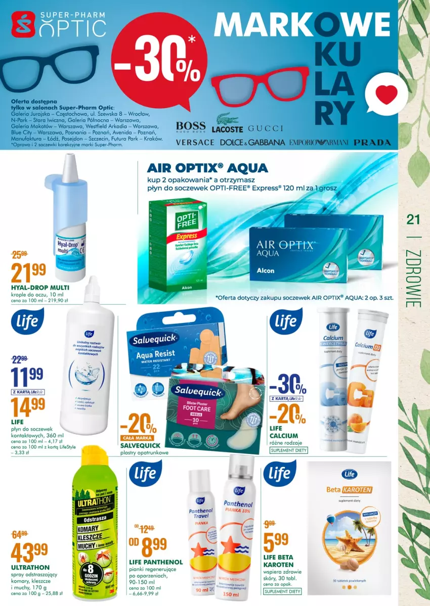 Gazetka promocyjna Super Pharm - Gazetka - ważna 20.05 do 06.06.2021 - strona 20 - produkty: Calcium, Krople do oczu, Opti-free, Plastry opatrunkowe, Płyn do soczewek, Por, Suplement diety, Zdrowie