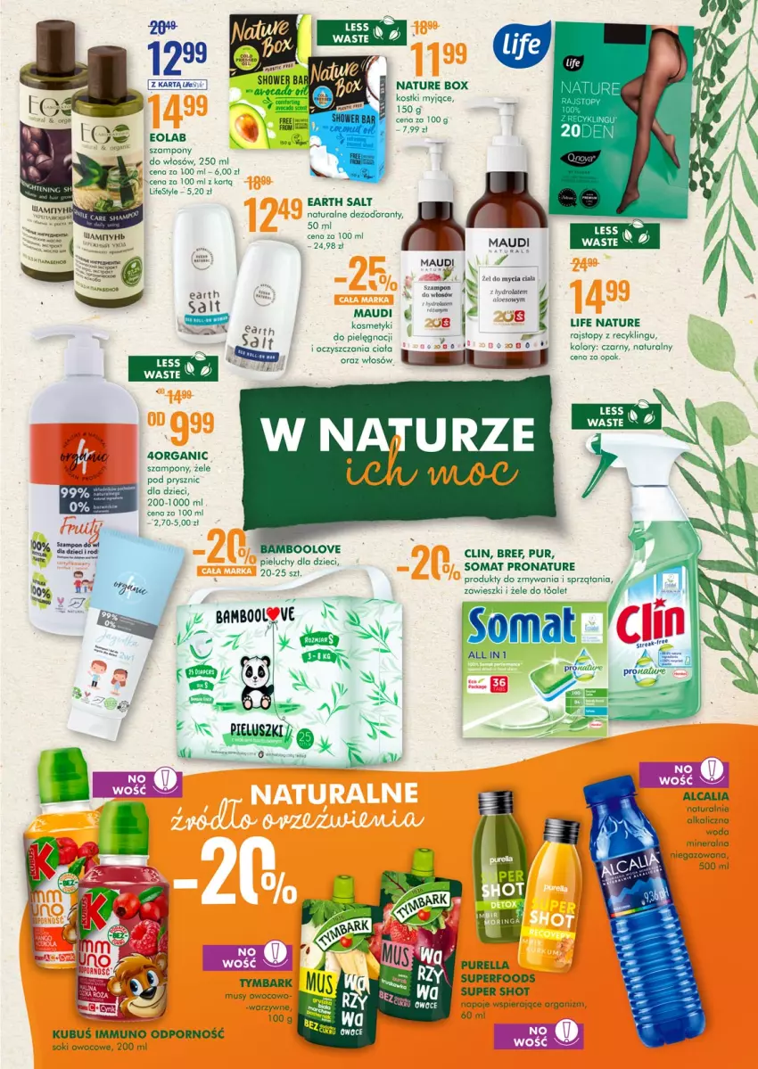 Gazetka promocyjna Super Pharm - Gazetka - ważna 20.05 do 06.06.2021 - strona 4 - produkty: Clin, Dezodorant, Dzieci, Hydrolat, Kosmetyki do pielęgnacji, Kubuś, Mus, Napoje, Nature Box, Organizer, Pieluchy, Por, Pur, Rajstopy, Sok, Somat, Szampon, Top, Tymbark, Woda, Woda mineralna, Zawieszki