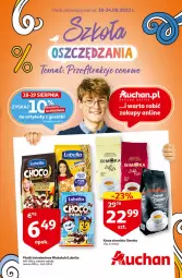 Gazetka promocyjna Auchan - Szkoła oszczędzania Temat PrzeAtrakcje cenowe Hipermarkety - Gazetka - ważna od 24.08 do 24.08.2022 - strona 1 - produkty: Lubella, Kawa ziarnista, Bell, Kawa, Danio, Bella, Gimoka, Mleko, Fa