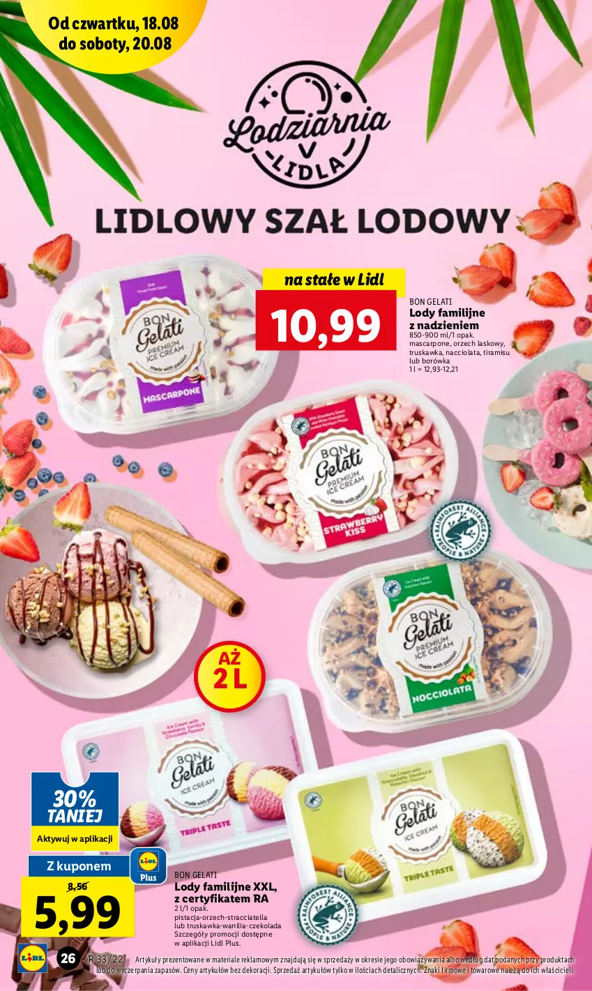 Gazetka promocyjna Lidl - GAZETKA - ważna 18.08 do 20.08.2022 - strona 26 - produkty: Borówka, Czekolada, Fa, Lody, Mascarpone