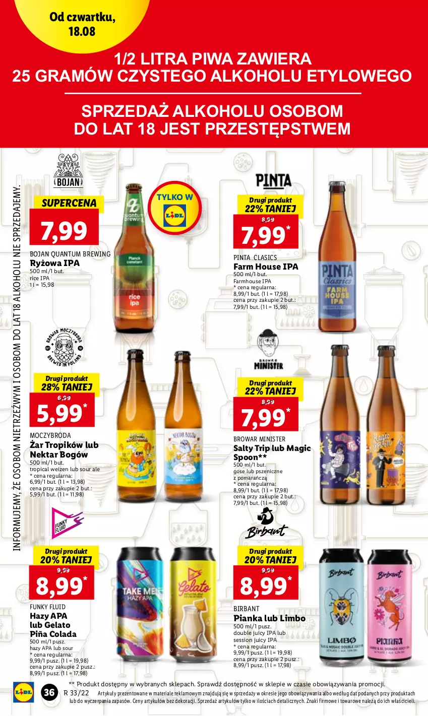 Gazetka promocyjna Lidl - GAZETKA - ważna 18.08 do 20.08.2022 - strona 36 - produkty: Fa, Gra, Nektar, Piña Colada, Piwa, Ryż, SESSIO, Tropical