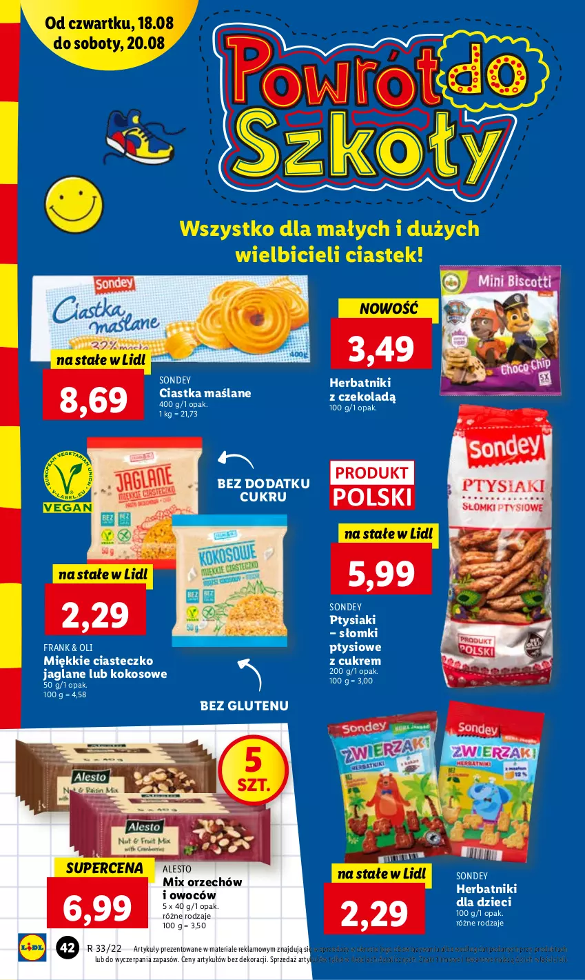 Gazetka promocyjna Lidl - GAZETKA - ważna 18.08 do 20.08.2022 - strona 42 - produkty: BIC, Ciastka, Dzieci, Herbatniki, Kokos, Stek