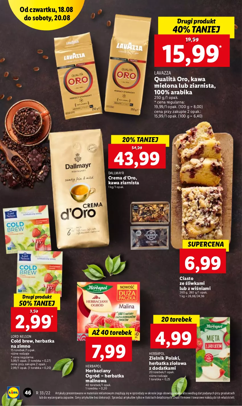 Gazetka promocyjna Lidl - GAZETKA - ważna 18.08 do 20.08.2022 - strona 46 - produkty: Dallmayr, Herbapol, Kawa, Kawa mielona, Kawa ziarnista, Lavazza, Ogród, Torebka