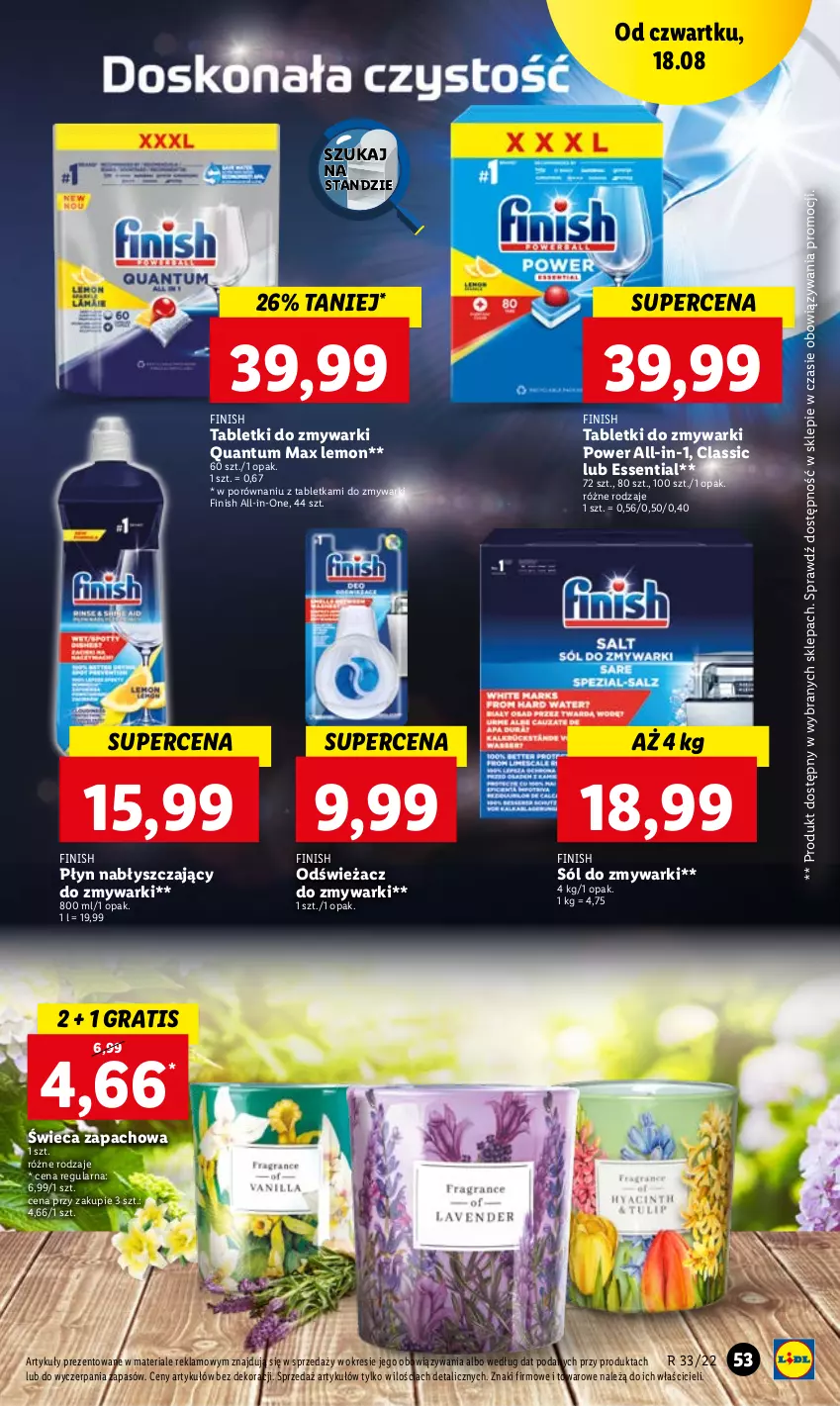 Gazetka promocyjna Lidl - GAZETKA - ważna 18.08 do 20.08.2022 - strona 53 - produkty: Finish, Gra, Odświeżacz do zmywarki, Płyn nabłyszczający, Por, Sól, Tablet, Tabletki do zmywarki, Zmywarki