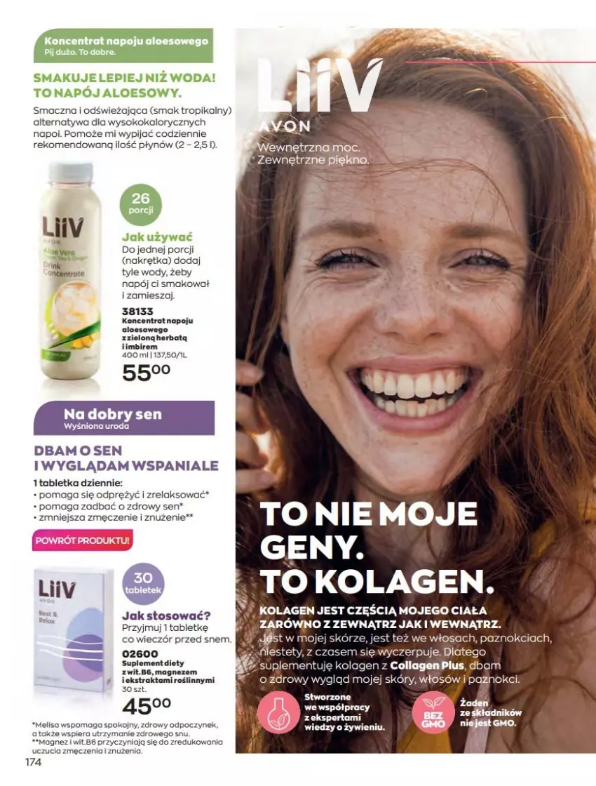 Gazetka promocyjna Avon - Katalog Avon 2/2022 kampania luty - ważna 01.02 do 28.02.2022 - strona 174 - produkty: Imbir, Kolagen, Napój, Por, Sok, Tablet, Woda