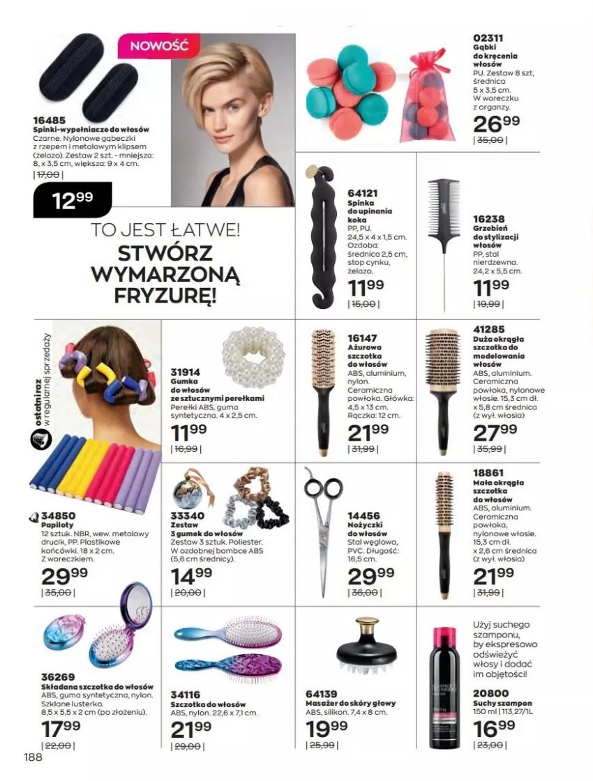 Gazetka promocyjna Avon - Katalog Avon 2/2022 kampania luty - ważna 01.02 do 28.02.2022 - strona 188 - produkty: Cynk, Inka, Masażer, Noż, Nożyczki, Ozdoba, Suchy szampon, Szampon, Szczotka, Szczotka do włosów, Top