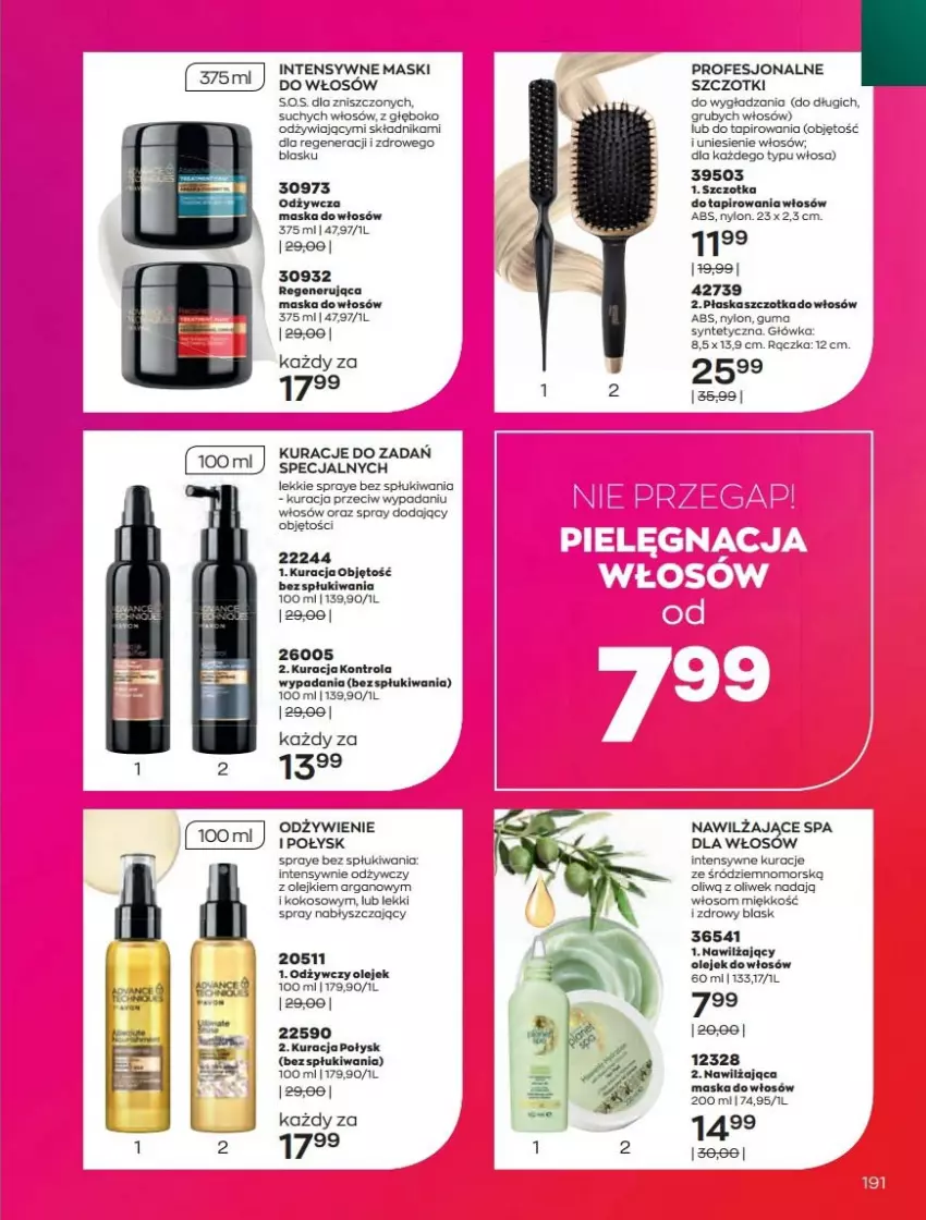 Gazetka promocyjna Avon - Katalog Avon 2/2022 kampania luty - ważna 01.02 do 28.02.2022 - strona 191 - produkty: Kokos, Maska, Maska do włosów, Olej, Szczotka