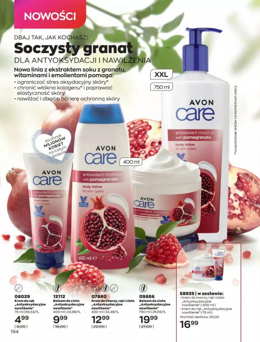 Gazetka promocyjna Avon - Katalog Avon 2/2022 kampania luty - ważna 01.02 do 28.02.2022 - strona 194 - produkty: Balsam do ciała, Body, Gra, Granat, Kolagen, Krem do rąk, Krem do twarzy, Sok