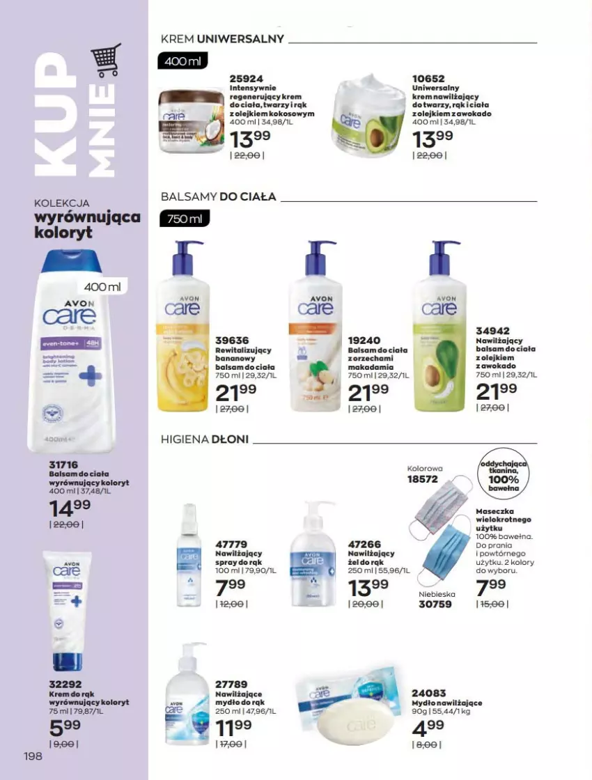 Gazetka promocyjna Avon - Katalog Avon 2/2022 kampania luty - ważna 01.02 do 28.02.2022 - strona 198 - produkty: Balsam do ciała, Kokos, Krem do ciała, Krem do rąk, Krem nawilżający, Krem uniwersalny, Mydło, Olej, Wełna