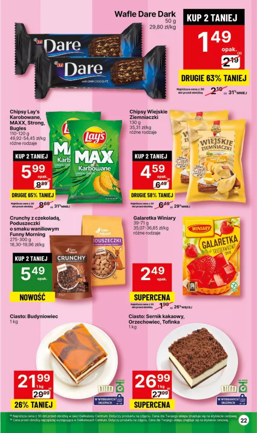 Gazetka promocyjna Delikatesy Centrum - Dyskontowe ceny w Delikatesach Centrum - ważna 08.02 do 14.02.2024 - strona 22 - produkty: Chipsy, Gala, Galaretka, Inka, Kakao, Rum, Ser, Wafle, Winiary