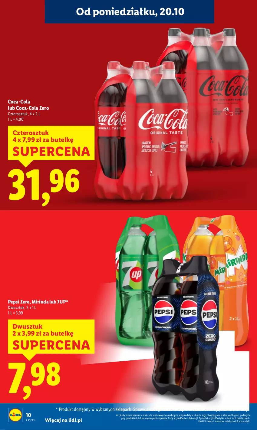 Gazetka promocyjna Lidl - GAZETKA - ważna 20.10 do 22.10.2025 - strona 10 - produkty: 7up, Coca-Cola, Mirinda, Pepsi