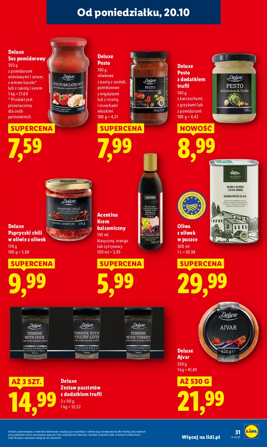 Gazetka promocyjna Lidl - GAZETKA - ważna 20.10 do 22.10.2025 - strona 31 - produkty: Mango, Oliwa z oliwek, Pasztet, Pesto, Ser, Sos, Sos pomidorowy