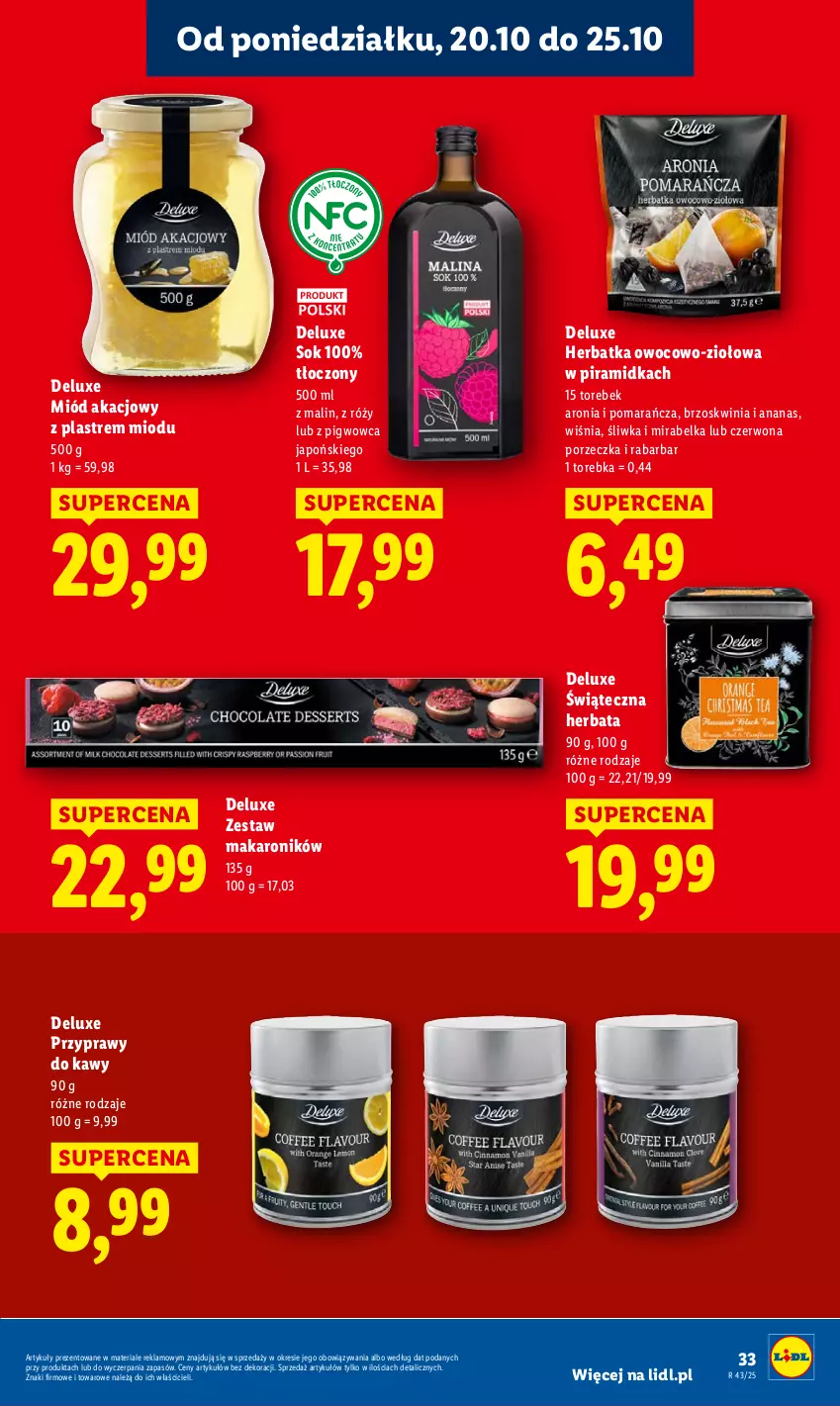 Gazetka promocyjna Lidl - GAZETKA - ważna 20.10 do 22.10.2025 - strona 33 - produkty: Ananas, Aronia, Herbata, Makaron, Miód, Por, Przyprawy, Sok, Torebka
