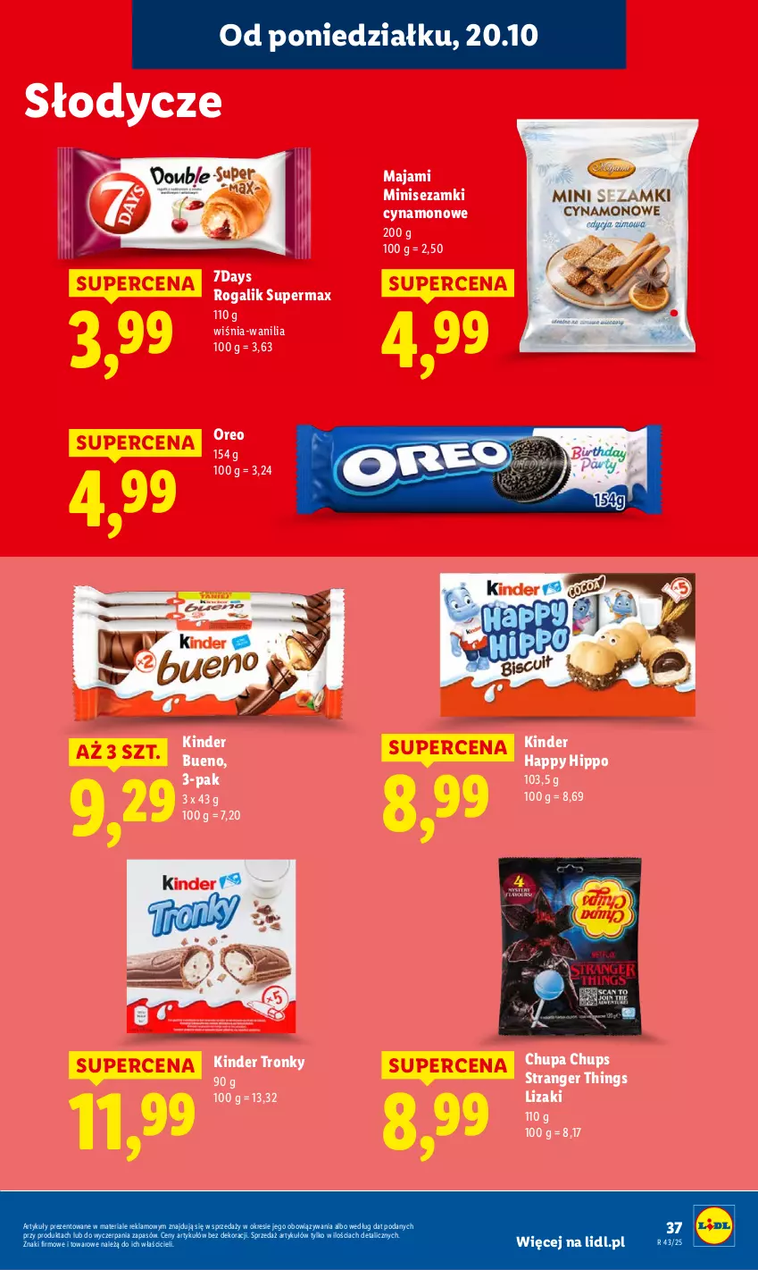 Gazetka promocyjna Lidl - GAZETKA - ważna 20.10 do 22.10.2025 - strona 37 - produkty: Chupa Chups, HiPP, Kinder, Kinder Bueno, Lizaki, Oreo, Rogal, Sezam, Tran