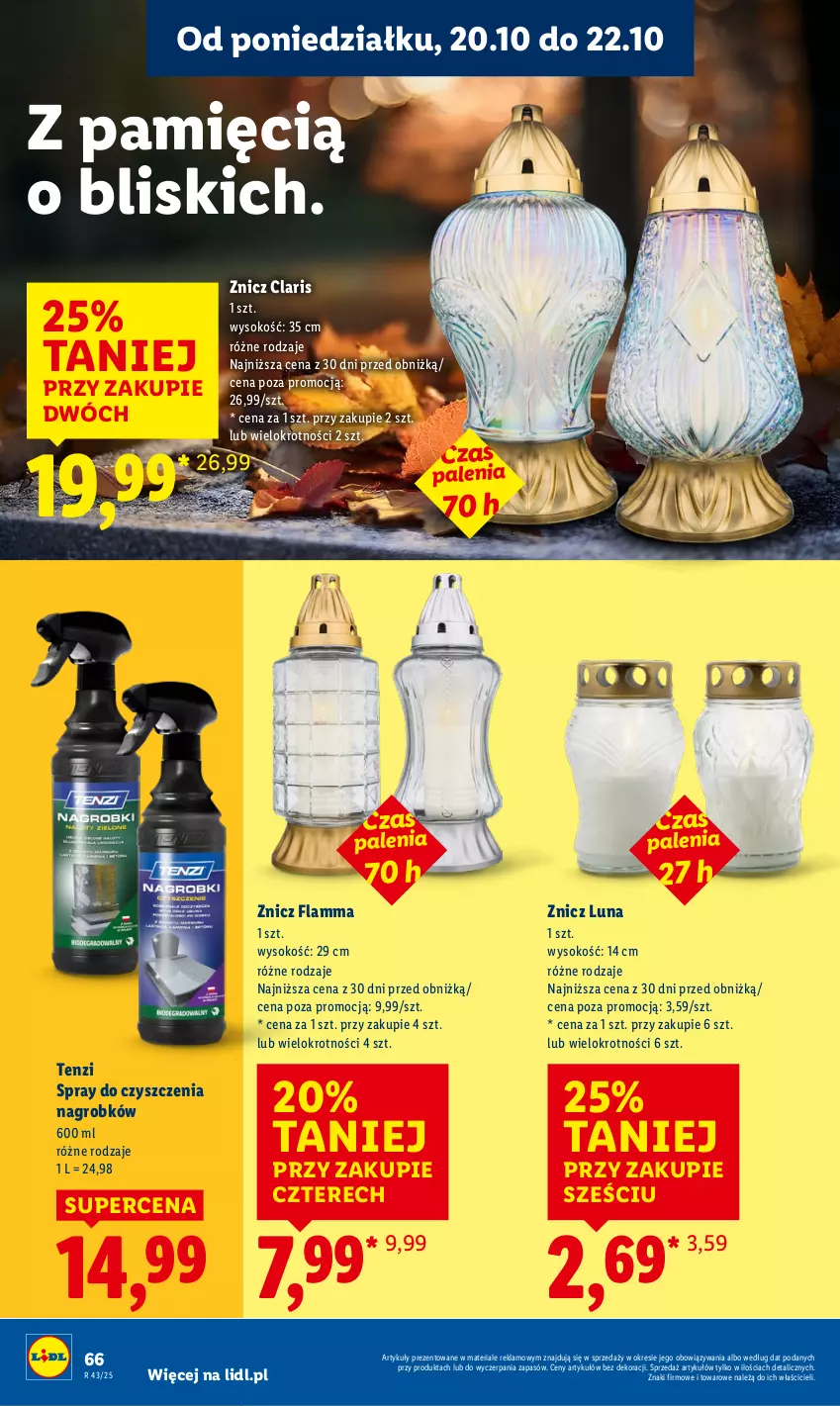 Gazetka promocyjna Lidl - GAZETKA - ważna 20.10 do 22.10.2025 - strona 66 - produkty: Sok, Spray do czyszczenia, Znicz