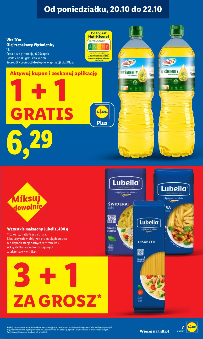 Gazetka promocyjna Lidl - GAZETKA - ważna 20.10 do 22.10.2025 - strona 7 - produkty: Bell, Bella, Gra, Lubella, Makaron, Olej, Olej rzepakowy, Wazon