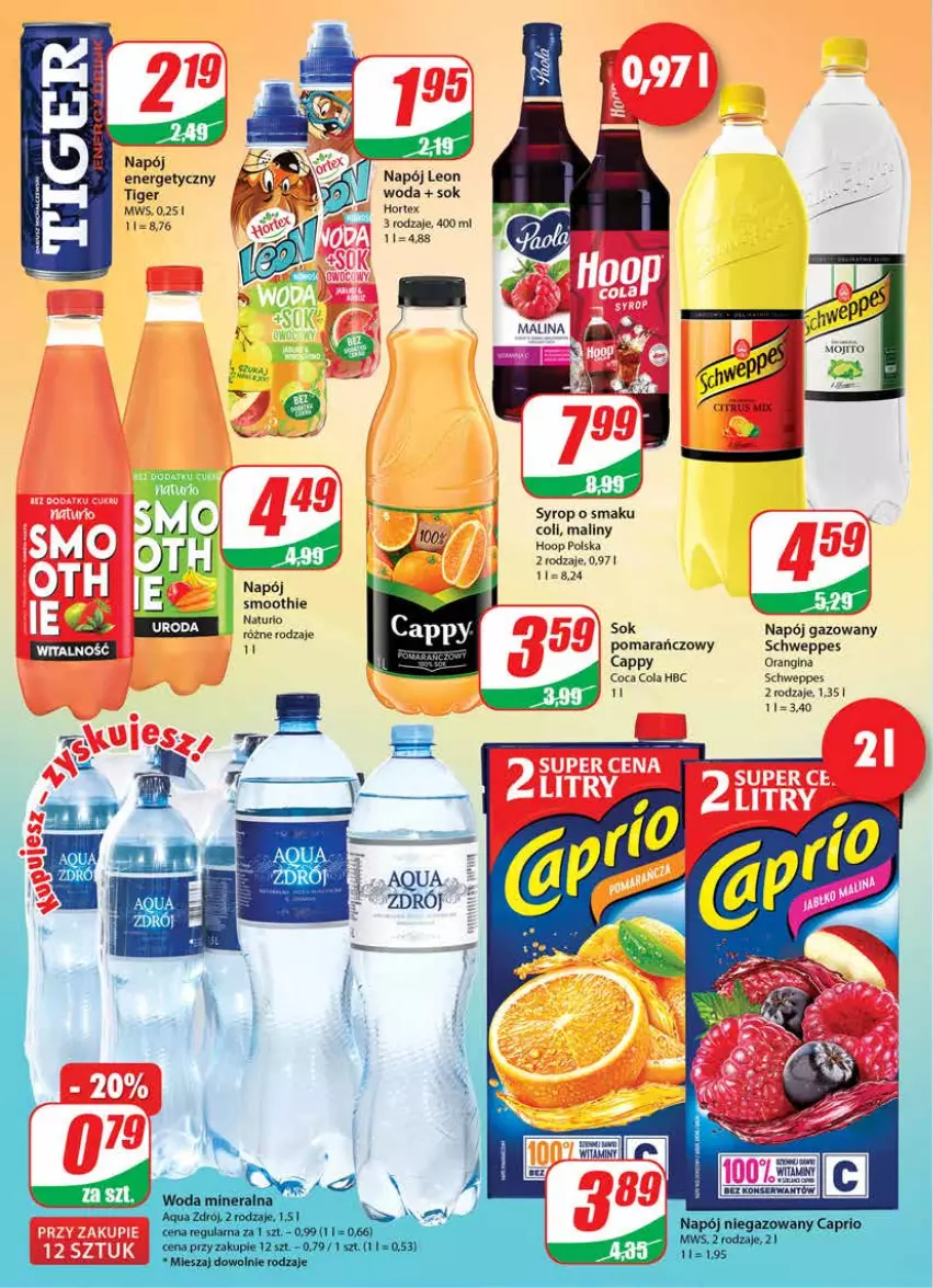 Gazetka promocyjna Dino - Gazetka - ważna 24.11 do 30.11.2021 - strona 2 - produkty: Cappy, Gin, Hoop, Hortex, Leon, Maliny, Napój, Napój gazowany, Schweppes, Smoothie, Sok, Syrop, Tiger, Woda