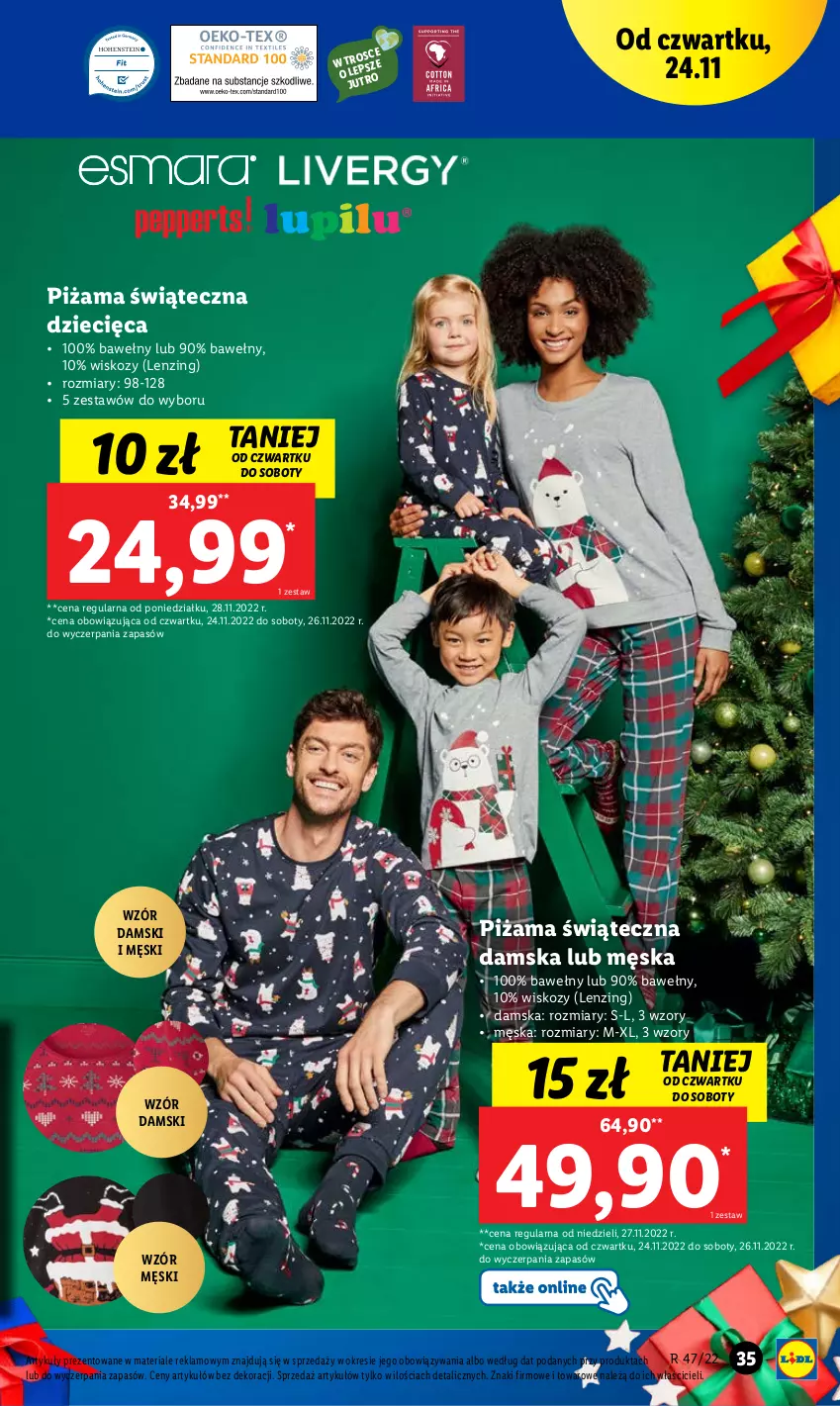 Gazetka promocyjna Lidl - GAZETKA - ważna 21.11 do 26.11.2022 - strona 39 - produkty: Dzieci, Piżama