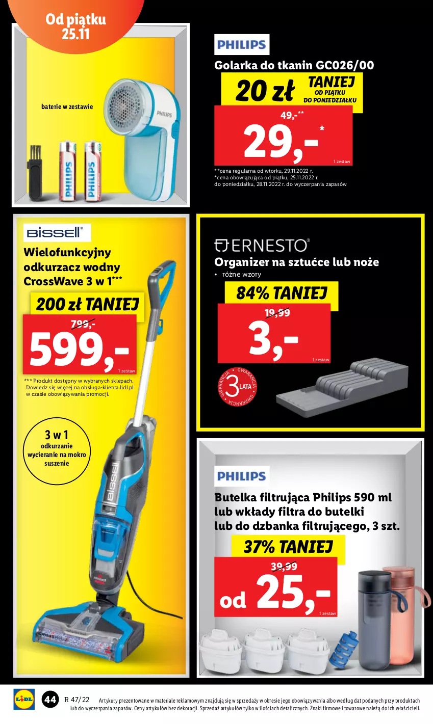 Gazetka promocyjna Lidl - GAZETKA - ważna 21.11 do 26.11.2022 - strona 48 - produkty: Golarka, Noż, Odkurzacz, Organizer, Philips