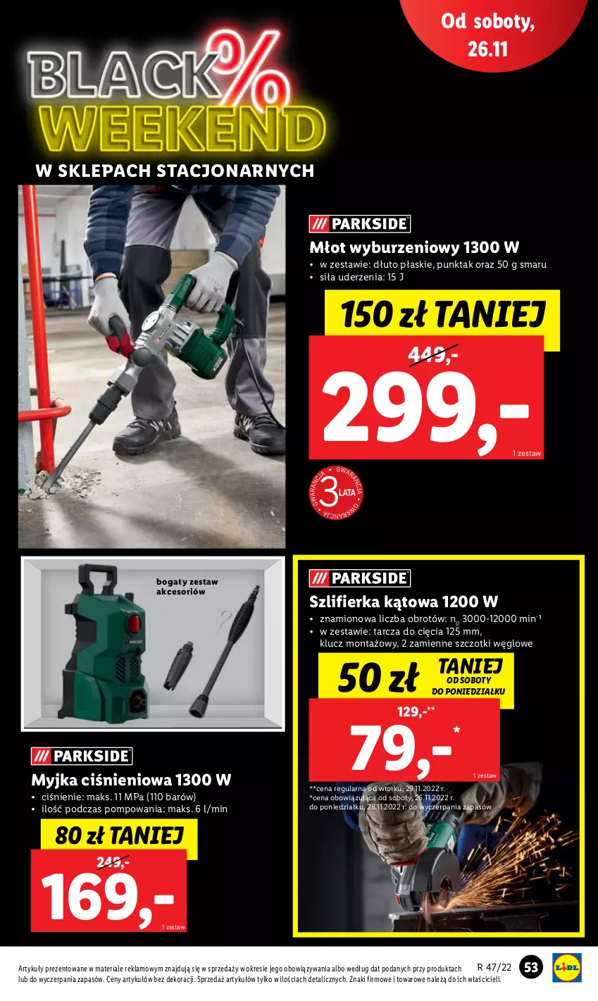 Gazetka promocyjna Lidl - GAZETKA - ważna 21.11 do 26.11.2022 - strona 57 - produkty: Młot, Myjka ciśnieniowa, Szlifierka, Szlifierka kątowa