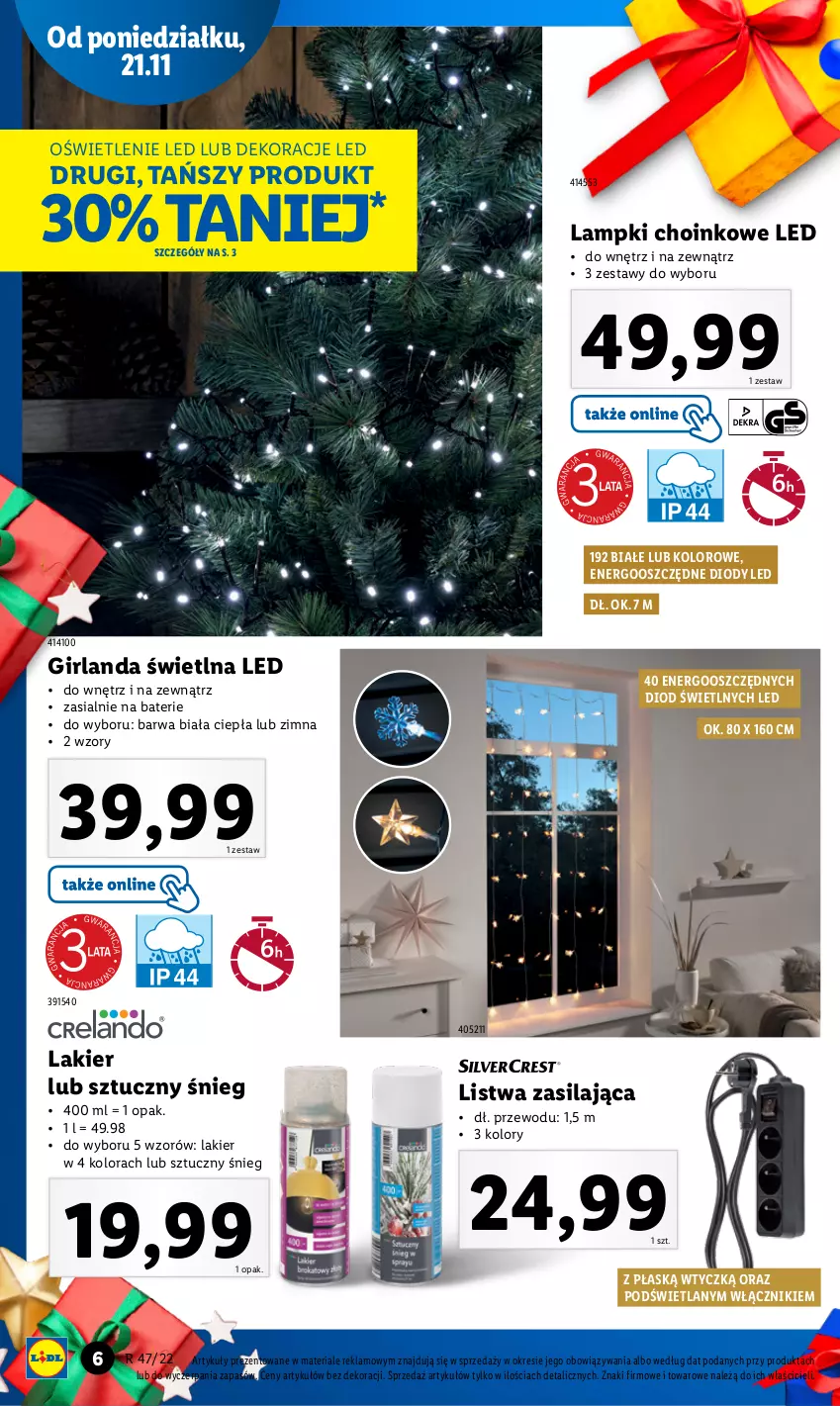 Gazetka promocyjna Lidl - GAZETKA - ważna 21.11 do 26.11.2022 - strona 6 - produkty: Girlanda, Lakier, Listwa