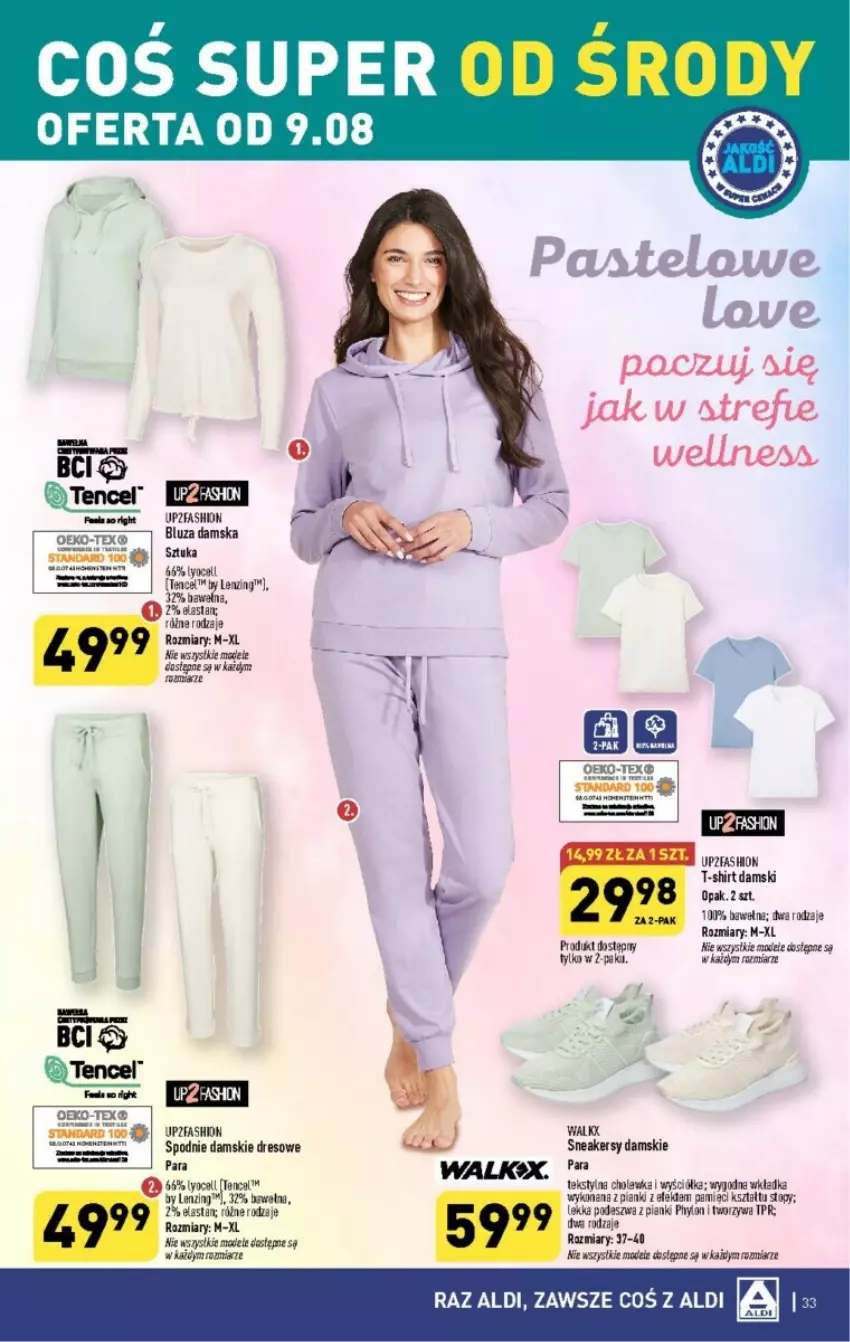 Gazetka promocyjna Aldi - ważna 07.08 do 12.08.2023 - strona 25 - produkty: Bluza, Dres, Fa, Phyto, Sneakersy, Spodnie, T-shirt, Top, Wełna