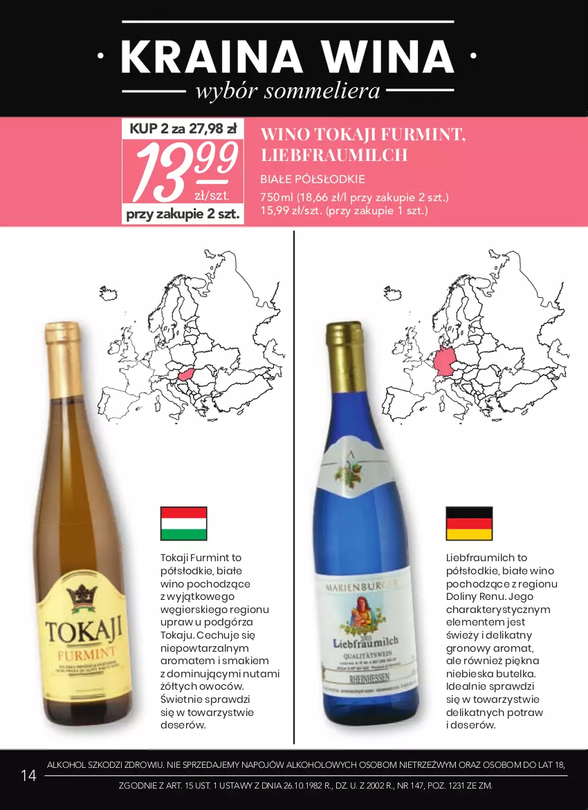 Gazetka promocyjna Stokrotka - Oferta alkoholowa - ważna 22.04 do 26.05.2021 - strona 14 - produkty: Deser, Ser, Tokaji, Wino