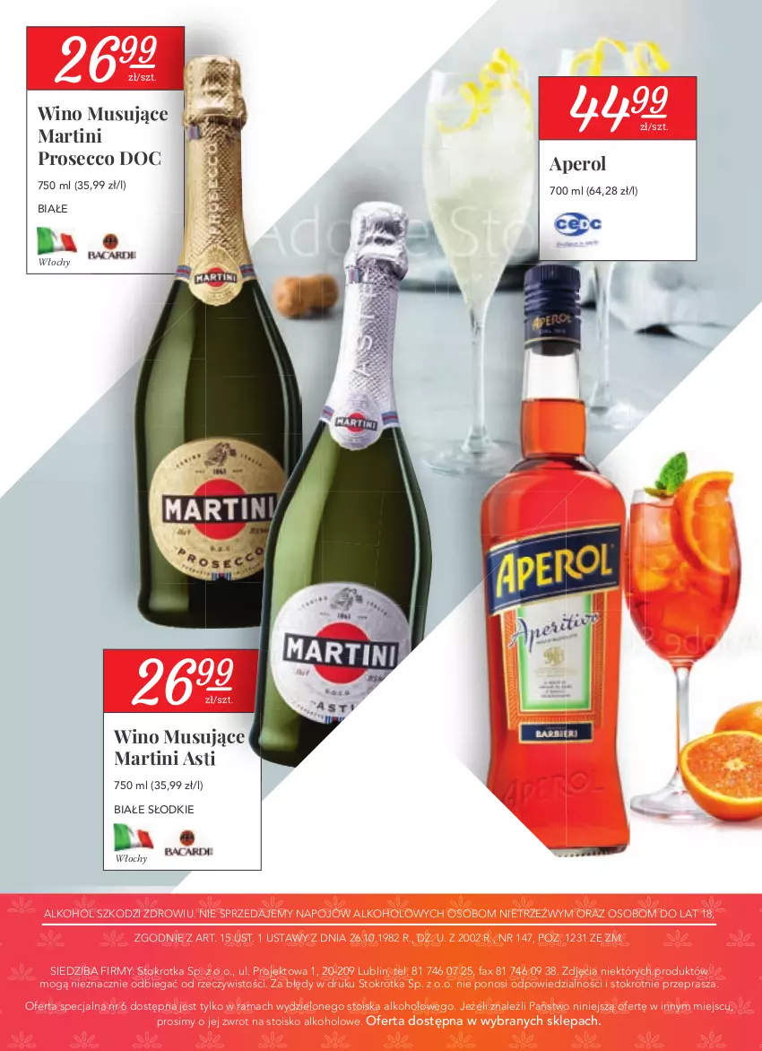 Gazetka promocyjna Stokrotka - Oferta alkoholowa - ważna 22.04 do 26.05.2021 - strona 16 - produkty: Aperol, Fa, Martini, Mus, Prosecco, Rama, Wino, Wino musujące