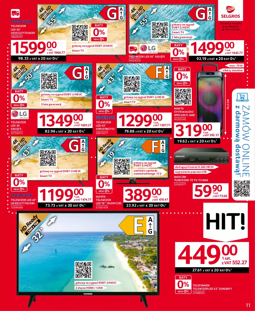 Gazetka promocyjna Selgros - Oferta przemysłowa - ważna 13.07 do 26.07.2023 - strona 11 - produkty: Gry, Manta, Silan, Smart tv, Telewizor