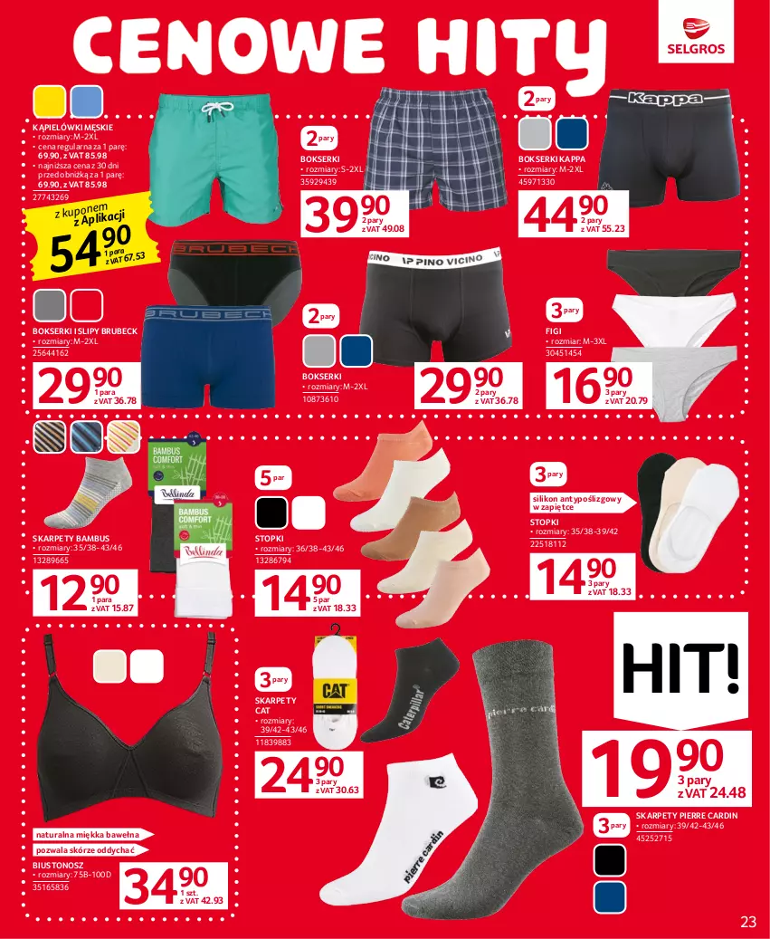 Gazetka promocyjna Selgros - Oferta przemysłowa - ważna 13.07 do 26.07.2023 - strona 23 - produkty: Biustonosz, Bokserki, Figi, Karp, Pierre Cardin, Ser, Slipy, Top, Wełna