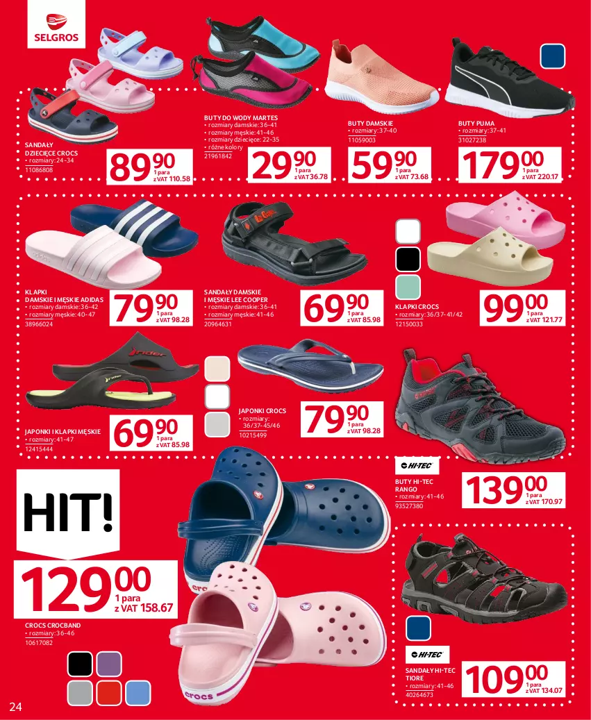 Gazetka promocyjna Selgros - Oferta przemysłowa - ważna 13.07 do 26.07.2023 - strona 24 - produkty: Adidas, Buty, Buty do wody, Dzieci, Hi-Tec, Klapki, Puma, Sandał