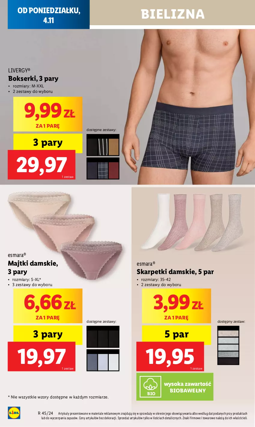 Gazetka promocyjna Lidl - GAZETKA - ważna 04.11 do 09.11.2024 - strona 14 - produkty: Bielizna, Bokserki, Karp, Majtki, Ser, Skarpetki, Sok