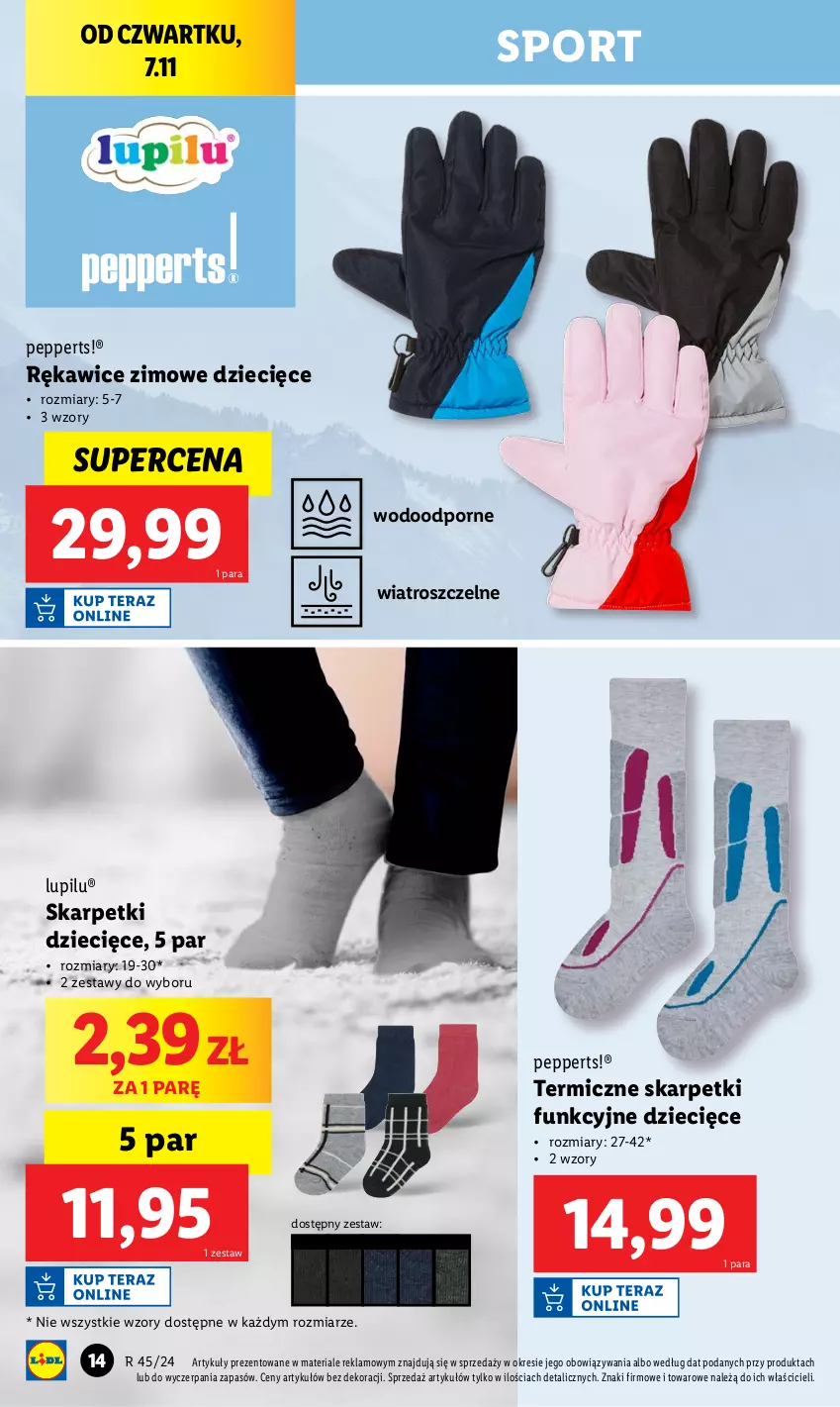 Gazetka promocyjna Lidl - GAZETKA - ważna 04.11 do 09.11.2024 - strona 16 - produkty: Dzieci, Karp, Por, Rękawice, Skarpetki, Sport