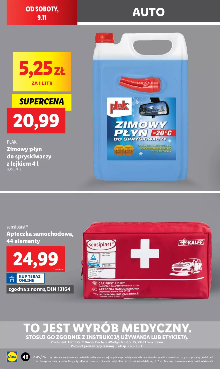 Gazetka promocyjna Lidl - GAZETKA - ważna 04.11 do 09.11.2024 - strona 50 - produkty: Apteczka samochodowa, Płyn do spryskiwaczy