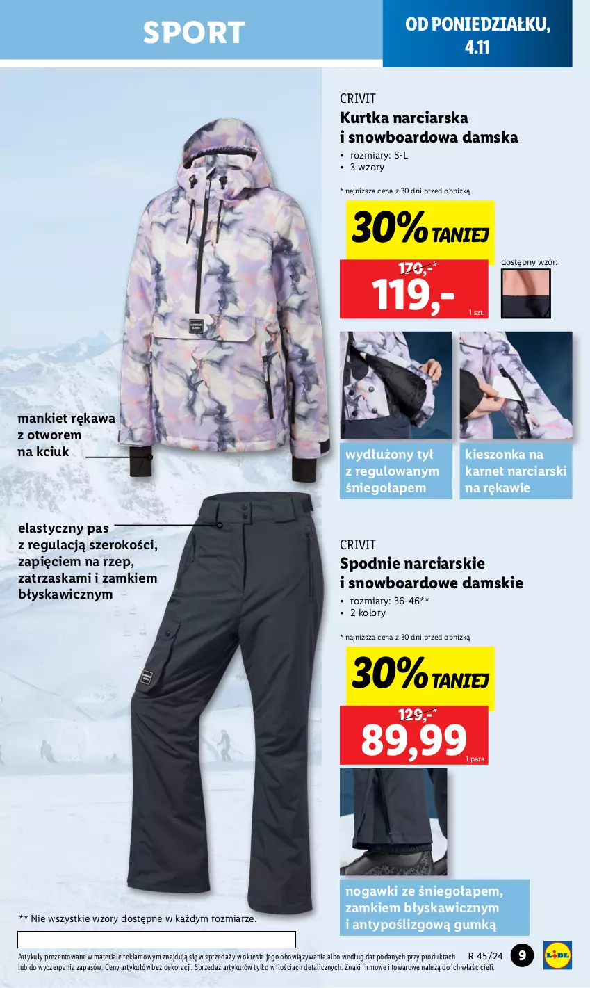 Gazetka promocyjna Lidl - GAZETKA - ważna 04.11 do 09.11.2024 - strona 9 - produkty: Kawa, Kurtka, Por, Snowboard, Spodnie, Sport