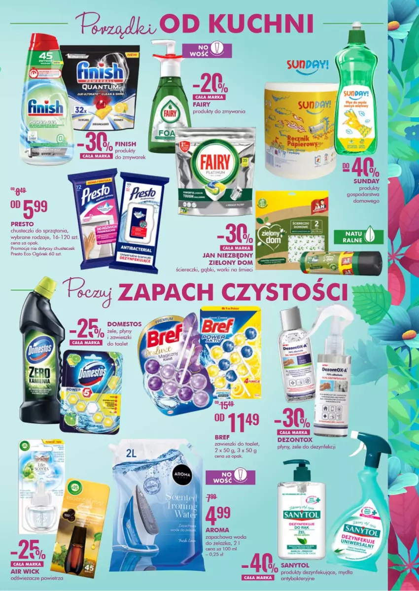 Gazetka promocyjna Super Pharm - Wiosenne porządki Wielkanoc - ważna 19.03 do 03.04.2021 - strona 5 - produkty: Air Wick, Bref, Chusteczki, Fa, Fairy, Jan Niezbędny, Ogórek, Presto, Sanytol, Woda, Worki na śmiec, Worki na śmieci, Zawieszki