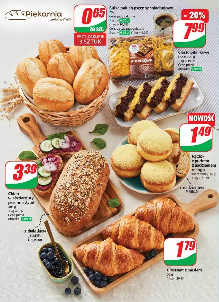 Gazetka promocyjna Dino - Gazetka 33 / 2024 - ważna 14.08 do 20.08.2024 - strona 34 - produkty: Bułka, Chleb, Chleb wieloziarnisty, Croissant, Danio, JBL, Lazur, Mango, Pączek