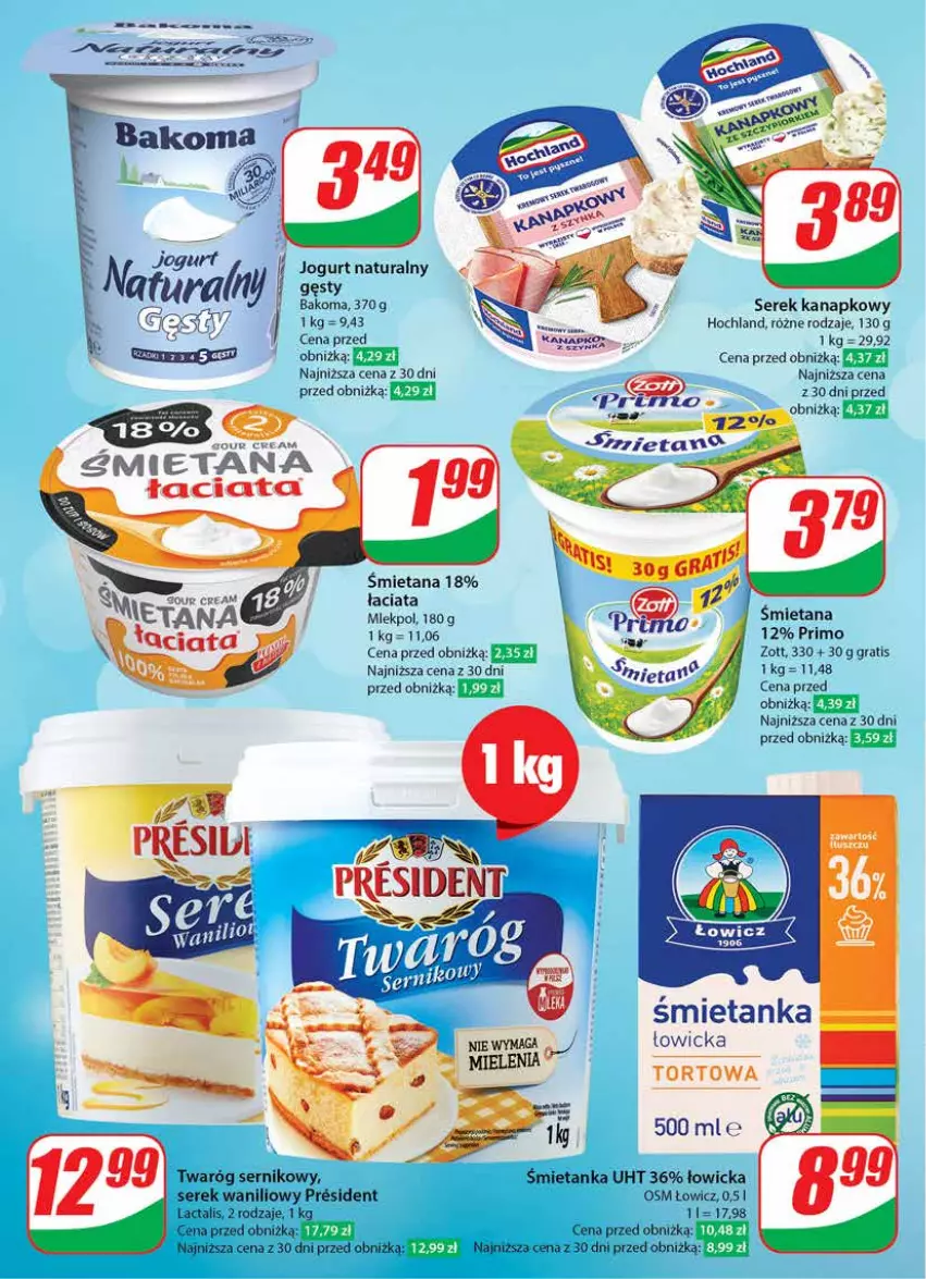 Gazetka promocyjna Dino - Gazetka 33 / 2024 - ważna 14.08 do 20.08.2024 - strona 36 - produkty: Bakoma, Fa, Gra, Hochland, Jogurt, Jogurt naturalny, Ser, Serek, Serek kanapkowy, Twaróg, Zott