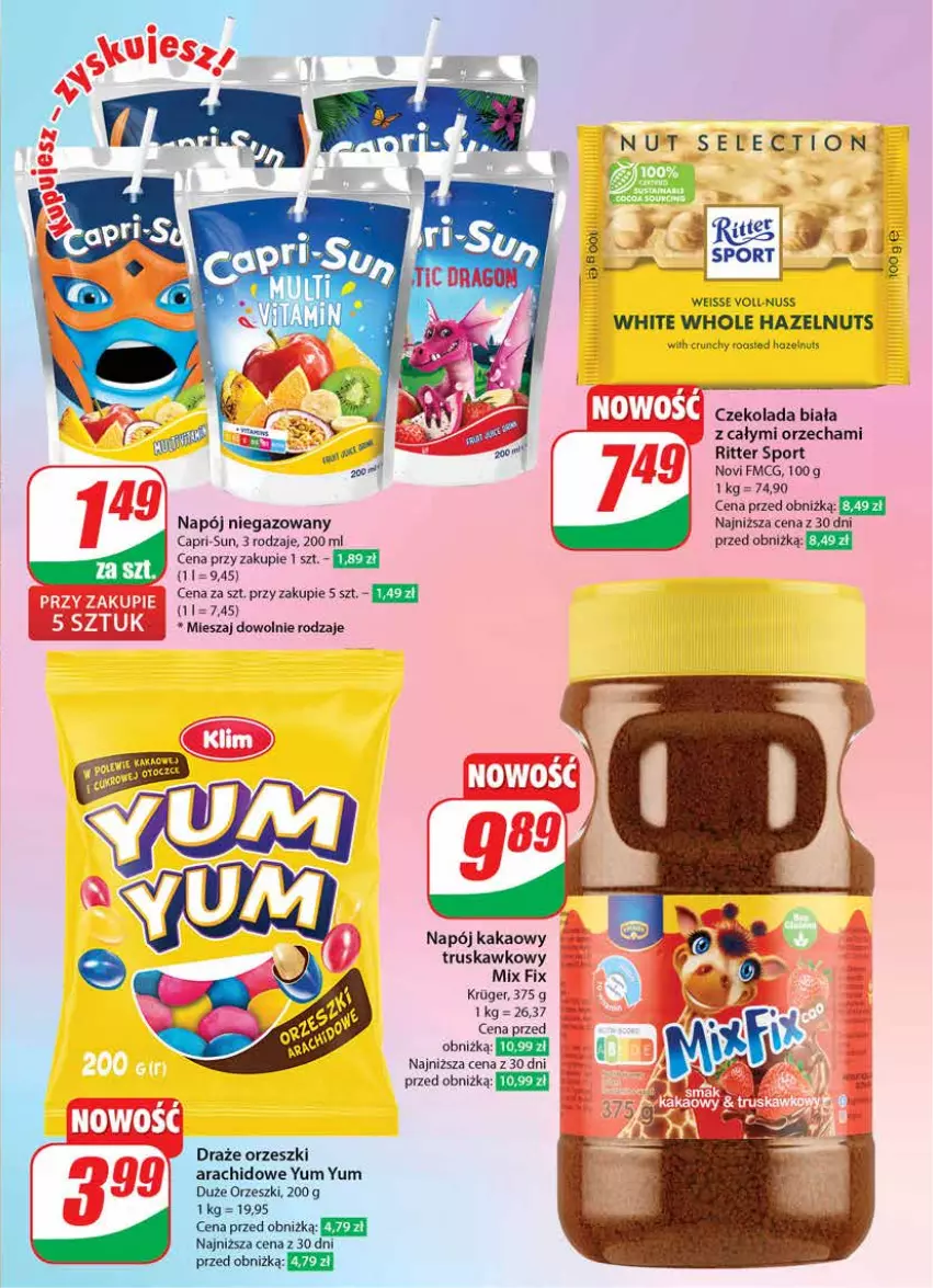 Gazetka promocyjna Dino - Gazetka 33 / 2024 - ważna 14.08 do 20.08.2024 - strona 5 - produkty: Kakao, Napój, Napój niegazowany, Orzeszki, Por, Ritter Sport, Sport